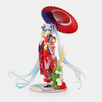 Kawaii Hatsune Miku Pvc Acțiune Figura Anime Floarea Kimono Miku Model De Colectie Figurine Decor Nou, Jucarii Copii, Cadouri De Ziua De Nastere