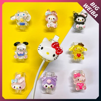 Kawaii Hello Kitty Cablu de Date Telefon Mobil Manșon de Protecție Mymelody Kuromi Cinnamorol de Încărcare Cap coajă de Protecție accesorii