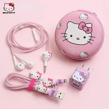 Drăguț Hello Kitty Husa De Protectie Anime Bobinator Cablu Musca Protector Sarma De Bobinaj De Date Usb Cablu Iphone Usb De Încărcare Organizator