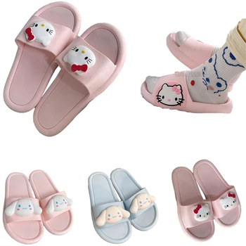 Kawaii Sanrios Papuci de casă Drăguț Hello Kittys Melodia Mea Cinnamoroll de Desene animate Anime Sandale Ușoare Jucării de Pluș pentru Fete Cadou