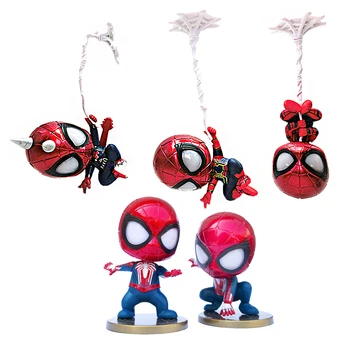5pcs Avengers Marvel Spiderman Model de Masina Ornament de Colectare Figura Anime Decor Papusa Copii Cadouri pentru Copii Jucarii Auto Decor