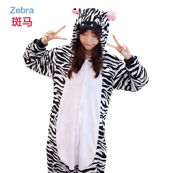 Noul Copil Adult Flanel Cosplay Costum Zebra Onesie Costume Pentru Unisex Crea Dans Fantezie Pijama Petrecere De Halloween