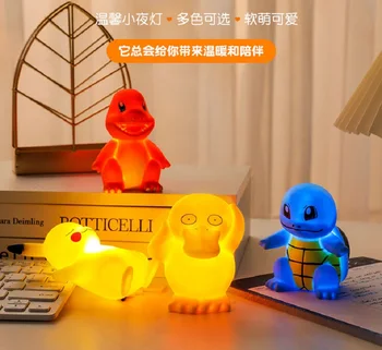 Pokemon Pikachu Figura Anime Lumina de Noapte Jucării pentru Copii Luminos Kawaii Jucării Drăguț Lampă de Noptieră Copii Dormitoare Ornamente Cadou