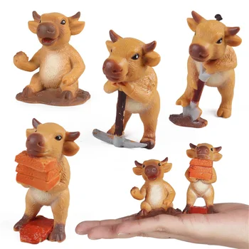 Mini Set Model Animal De Mers Pe Jos De Vițel Desktop Ornamente De Simulare De Decorare Pentru Copii De Jucarie Cadou Drăguț Cățeluș Figura Colecționar De Suveniruri