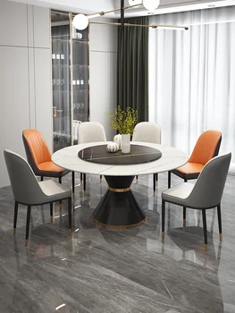 Italiană minimalist rock placa masă rotundă cu platan de 1,2 m minimalist Modern, lux, marmura, masa si scaun de 1,3 m.