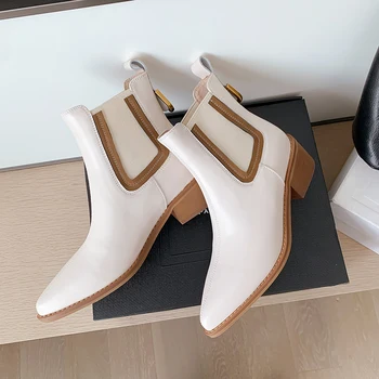 2022 Noua Moda Pantofi De Culoare De Potrivire Pantofi De Iarna Chelsea Cizme Femei, Cizme Glezna Cu Toc Mic