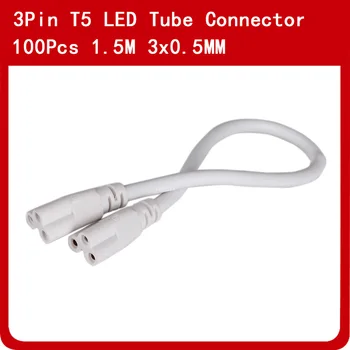 100buc/lot de 1,5 m 3Pin 2 capete de cablu Extinde Conector de Cablu de Culoare Albă pentru T5 T8 LED Tube Lampă cu led-uri personalizate gratuit prin DHL