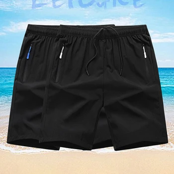 Bărbați Sport Casual pantaloni Scurți Matase de Gheață de Sport pe Plaja Cinci Pantaloni de Vara Plus Dimensiune Subțire și cu uscare Rapidă Plaja Pantaloni Casual Pantaloni scurti