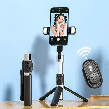MAMEN Pliabil Suport de Telefon Selfie Stick Trepied cu Dublu Umple de Lumină Reîncărcabilă de la Distanță pentru YouTube Tik Tok Live Streaming