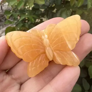 Frumos Natural Topaz Fluture Cristal Sculptat Și Lustruit Piatră Rară Decor Acasă De Colectare