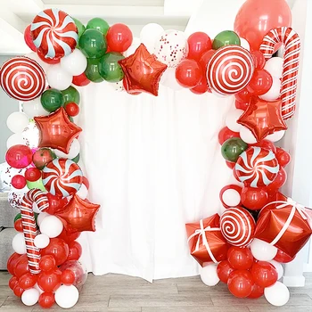 172psc Crăciun Ghirlanda Baloane Arc Roșu Și Alb Candy Cane Messier Decor de Crăciun Pentru Acasă Petrecerea de Ziua Decor