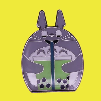 Drăguț Japoneză Manga Totoros Ceai Cu Bule Email Broșă Pin Denim Sacou Rever Ace Metalice Insigne, Broșe Bijuterii Rafinate