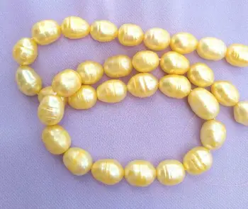 Baroc de Aur din Marea de Sud Naturale 10-12mm Galben Colier de Perle 18Inch