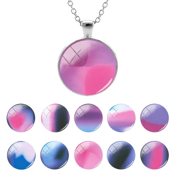 Neon Schimbare Treptată Imagine la Modă Coliere Femei Culori de Vis Rotund de Sticlă Cravată Cu Lanțuri Declarație Bijuterii QXD706