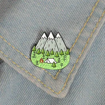 Munții din Lemn Jungle Brosa Vârf Pădure Natura Camping Aventura Amatori Email Pin Badge Pălărie geanta accesorii moda bijuterii