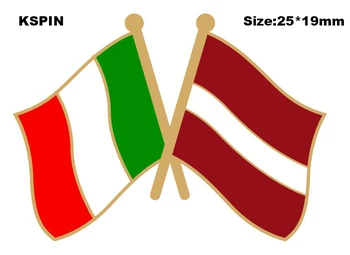 Italia și Letonia Prietenie Flag Pin Rever Prietenie Insigna Steag Drapel