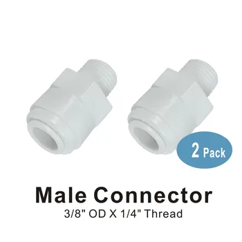 De sex masculin Conector de 1/4-Inch Filet x 3/8 Inch Quick Connect Sistem RO Accesorii - 2 bucăți