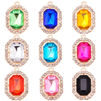 20buc Colorate Pătrat Cristal Zircon Cercei Piatră prețioasă Colier Pandantiv DIY Femei Petrecere a Face Bijuterii Materiale Accesorii