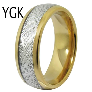YGK Nunta Bijuterii Aur Cupola Cu Meteorit Inlay Noi Tungsten Inele pentru Bărbați Mirele Nunta Logodna Inel Aniversare