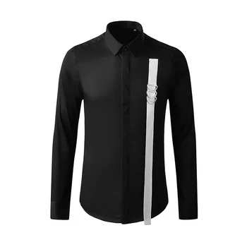 2021 primavara barbati tricou trendy brand nou piept metal chingi de cusut personalitate barbati camasi barbati de moda camasi cu maneca lunga