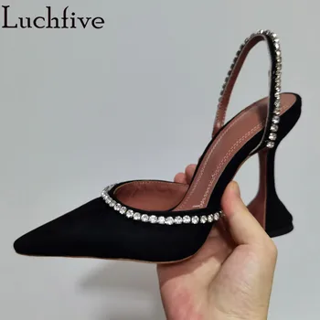 De Vânzare La Cald Bareta Pocalul Cu Toc Sandale Femei Sexy Negru Rochie De Petrecere, Pantofi De Vara Încrustații De Cristal Gladiator Pantofi Mujer