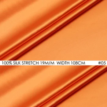 MATASE, SATIN STRETCH 108cm lățime 19momme/Pură Mătase de Dud Tissus Pentru Rochii de Mireasa de Cusut Fabrica en-Gros Portocaliu Roșu NR. 05