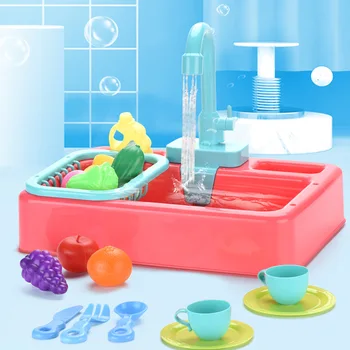 Copil Chiuvetă De Bucătărie De Spălat Vase Set De Jucării De Simulare Mașină De Spălat Vase Joc De Rol Pretinde A Juca În Condiții De Siguranță De Bucatarie Clasic Fete Jucărie