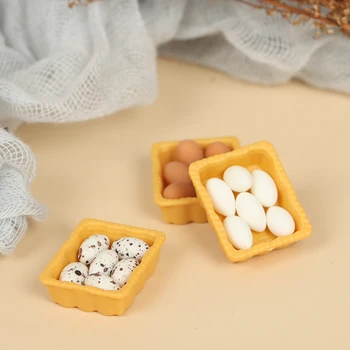 1:12 Scară casă de Păpuși în Miniatură Accesorii Bucatarie Alimente Mini Ou cu Ou Tăvi pentru Casa Papusa Joc de Gatit mancare