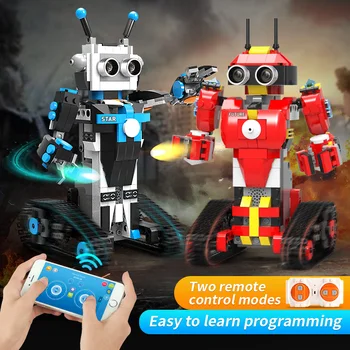 DIY APLICAȚIE Inteligentă de Programare Dual RC Robot Set STEM Educațional Inteligent Motor Bloc Macheta de Jucarie Cadou Pentru Copii