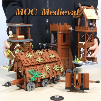 MOC Militare Medievale Soldați de Pază Arme Blocuri de Asediu Vehicule Arbaleta Castelul Părți Cifre Armys Cărămizi Jucarii