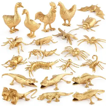 Ferma de Animale Jucării Figura 22buc/set Mini de Aur de Animale de Fermă Figura Set mediu realist de Animale de Fermă Model de Jucarii Educative Pentru Baieti Si
