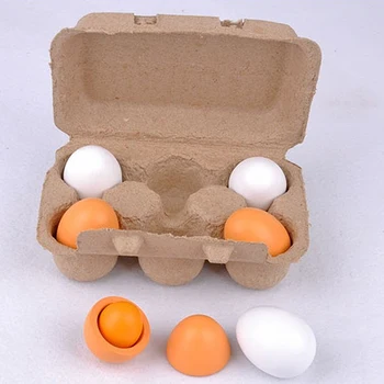 6pcs Simulare Ouă din Lemn Jucarii Set de Copii Pretinde Juca Lemn Mâncare Ouă Gălbenuș de Bucătărie Alimente pentru Copii Copil de Educație Montessori Jucarii
