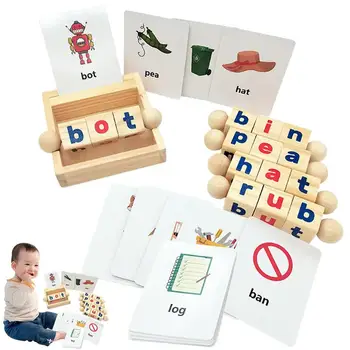Montessori Din Lemn Fonetic Lectură Blocuri De Învățământ Montessori Limba Materiale Cuvinte Sight Flash Carduri De Ajutor În Predare