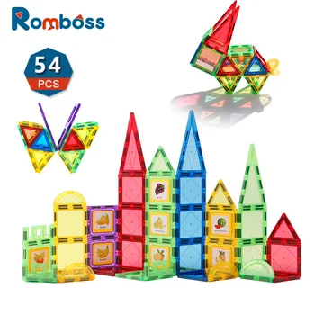 54Pcs DIY Magnetice Blocuri Colorate Montessori Gresie Interacțiune Părinte-copil cel Mai bun Joc Jucarii Educative Pentru Fete și Băieți Cadou