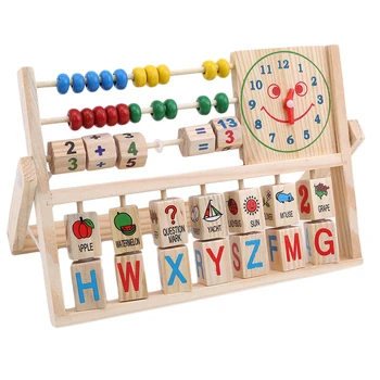 Culoare Lemn de Calcul Cadru pentru Copii Multi-funcție Zâmbet Fata Ceas Jucărie de Educație Timpurie Puzzle Jucării de Învățare 2021