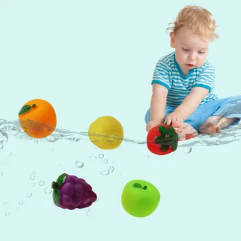5Pcs Cauciuc Moale Simulare Fructe, Legume, Apă Jucarii Baie pentru Copii Piscina Jucarii de Baie