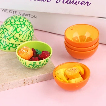 4buc 1/12 casă de Păpuși în Miniatură de Plastic Bowl Vas Rotund Bucătărie Recipient de Tacamuri Pentru Papusa Bucatarie Dinning Accesor Alimente PlayToy