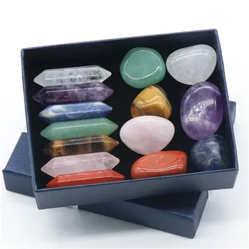 Noi Sosiri Yoga Cristale De Vindecare De Piatră Prețioasă Pietre Naturale Colorate Amestecate Cuarț Punctul 7 Cristale Chakra Stabilit Pentru Vânzare