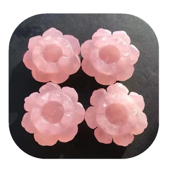 sosirile Meșteșuguri Populare ornamente sculptate natural pink rose cuarț Lotus de cristal pentru Vindecare decor