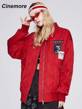 Cinemore 2021 Primăvară sacou Femei bombardiere roșu de Moda Liber geaca cu Fermoar de Cauzalitate Scurt Femei haina Îmbrăcăminte exterioară 92286