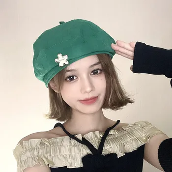 Japoneze Kawaii Fata Bereta Pălării pentru Femei Textură Subțire de Primăvară și de Toamnă Pictor Capac de Metal Mici de Flori Retro Berete Gorras
