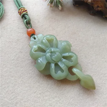 Genunine hetian verde jad pandantiv gol sculptură lotus pandantive jad natural piatra de jad jadeit jade colier bijuterii jad