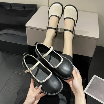 2022 Noi Femeile Rotund Toe Lolita Pantofi Mary Jane pentru Femei Platforma Pantofi din Piele de Curea Glezna Pompe de Epocă Lucru Feminine Apartamente