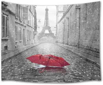 Turnul Eiffel Tapiserie Umbrelă Roșie de pe Strada Paris Agățat de Perete tapet pentru Camera de zi Dormitor Dormitor Partid Decor de Perete