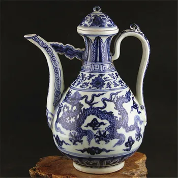 #9 Antic QingDynasty portelan oală,Dragonul albastru sticla 3,Mână-pictat meserii,Decorare,de Colectare și de Podoabă,transport Gratuit