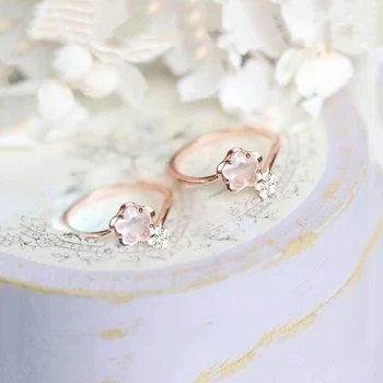 Original designer new cristal dulce roz pal inele de flori pentru femei încrustat lumina de cristal de lux bijuterii romantic pentru iubita