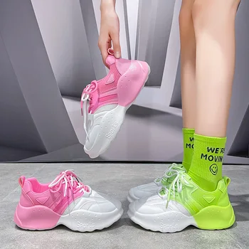 Femei Primavara Toamna Pantofi 2022 Trendy Casual Platforma ochiurilor de Plasă Respirabil Adidași de Moda Culori Amestecate de Tenis Feminin Formatori
