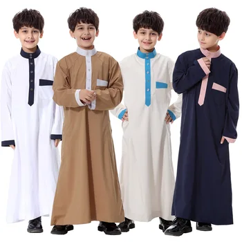 Moda Băiat Musulman Haine Chilaba Jubba Thobes Oman Jubba Costum pentru Copii Arabia Rochie Marocan Islam Copii Arabia Saudită Halat