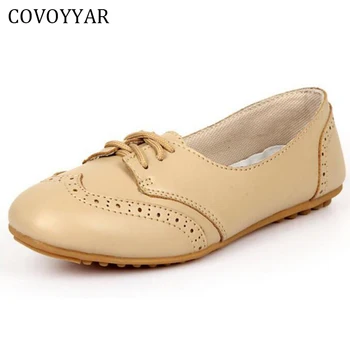 COVOYYAR 2022 Femei Vintage Oxford Pantofi Plat Taie Brogues Primavara Toamna din Piele Moale Mocasin Pantofi Albi Marimea 35-40 WFS184
