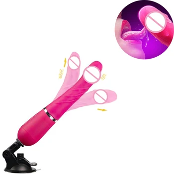 Realist Penis artificial Jucarii Sexy Auto Scaling Vibratoare pentru Femei Clitoris Penis Anal Masturbare cu Vibrator sex Feminin Telescopic Încălzire